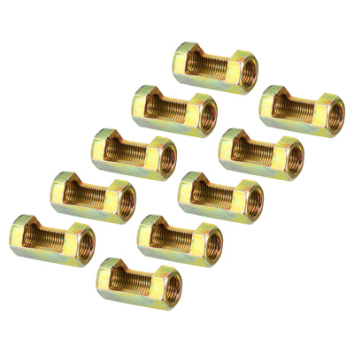 Harfington 1/8IP(1/8-27) Hex Coupling Nut, 10 Pack Female Thread Connector 30mm Hexagonal Sleeve Nut Rod Bar Stud Tube Joint Slotted Hardware for Lamp Repair DIY