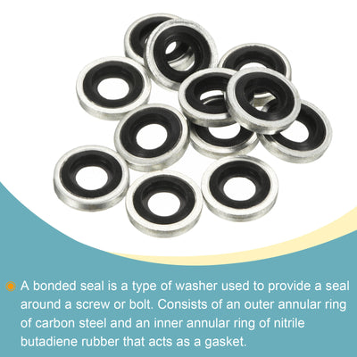 Harfington Bonded Sealing Washers M6 11.8x6.7x2mm Carbon Steel Nitrile Rubber Gasket, Pack of 12
