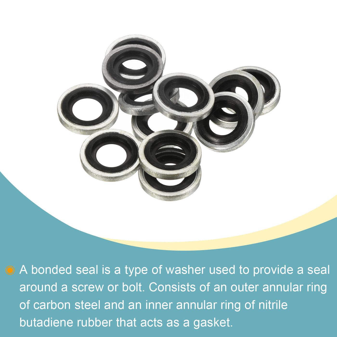 Harfington Bonded Sealing Washers M8 13.8x8.7x2mm Carbon Steel Nitrile Rubber Gasket, Pack of 12