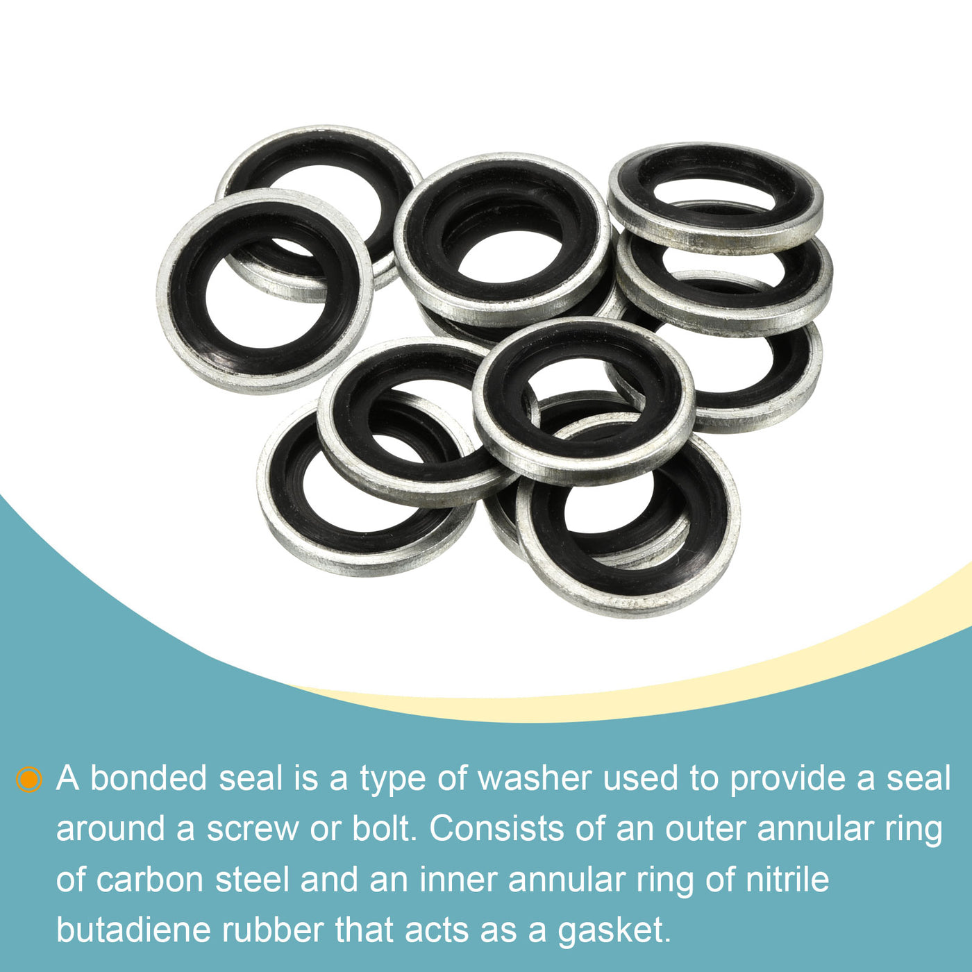 Harfington Bonded Sealing Washers M12 17.8x12.7x2mm Carbon Steel Nitrile Rubber Gasket, Pack of 12