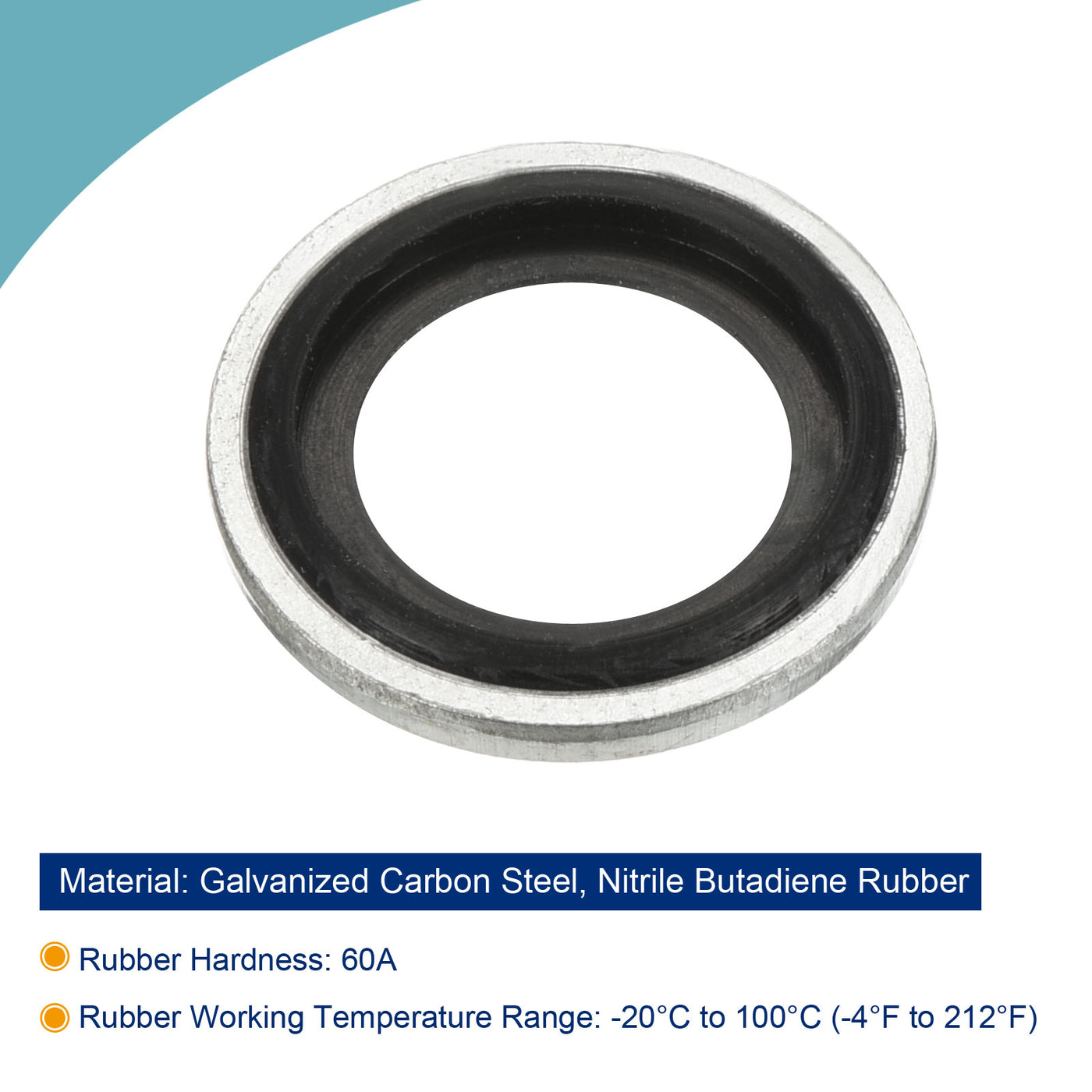 Harfington Bonded Sealing Washers M14 19.9x14.7x2mm Carbon Steel Nitrile Rubber Gasket, Pack of 12