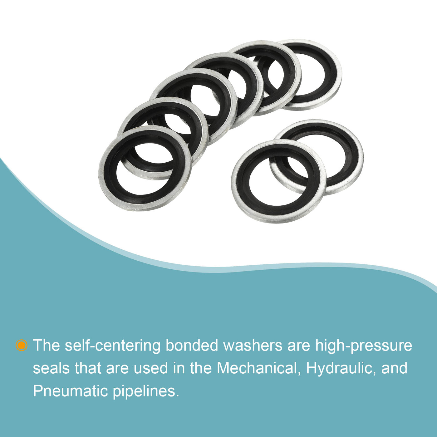 Harfington Bonded Sealing Washers M22 29.8x22.7x2mm Carbon Steel Nitrile Rubber Gasket, Pack of 12