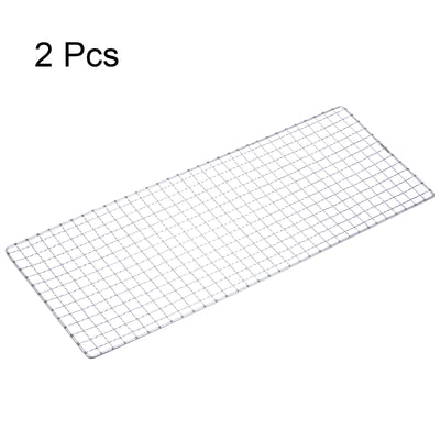 Harfington 2pcs Square BBQ Grill Net 19x50cm Electroplated Stainless Steel Barbecue Mesh