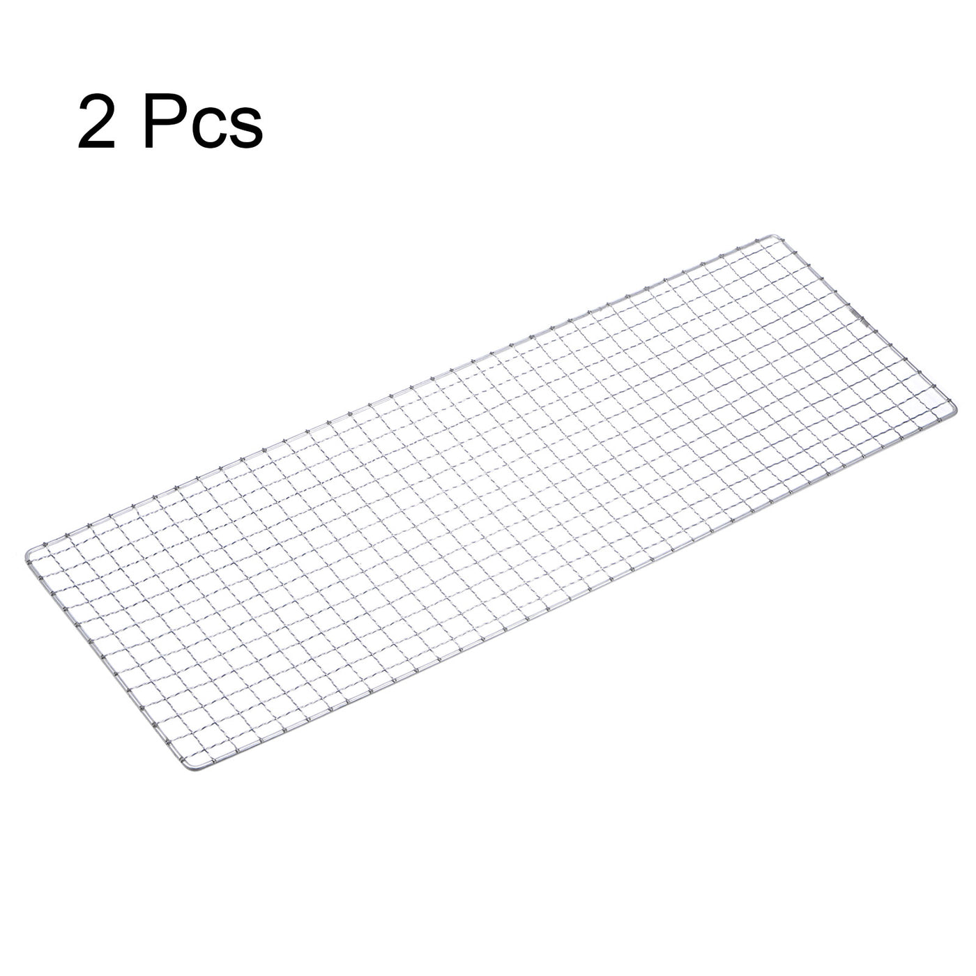 Harfington 2pcs Square BBQ Grill Net 19x60cm Electroplated Stainless Steel Barbecue Mesh