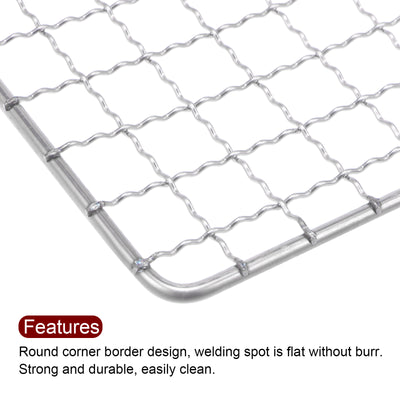 Harfington Square BBQ Grill Net 17.3"x7.5" Stainless Steel Barbecue Mesh Mat