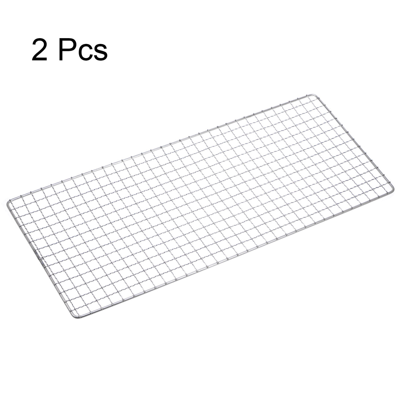 Harfington 2pcs Square BBQ Grill Net 17.3"x7.5" Stainless Steel Barbecue Mesh for Baking