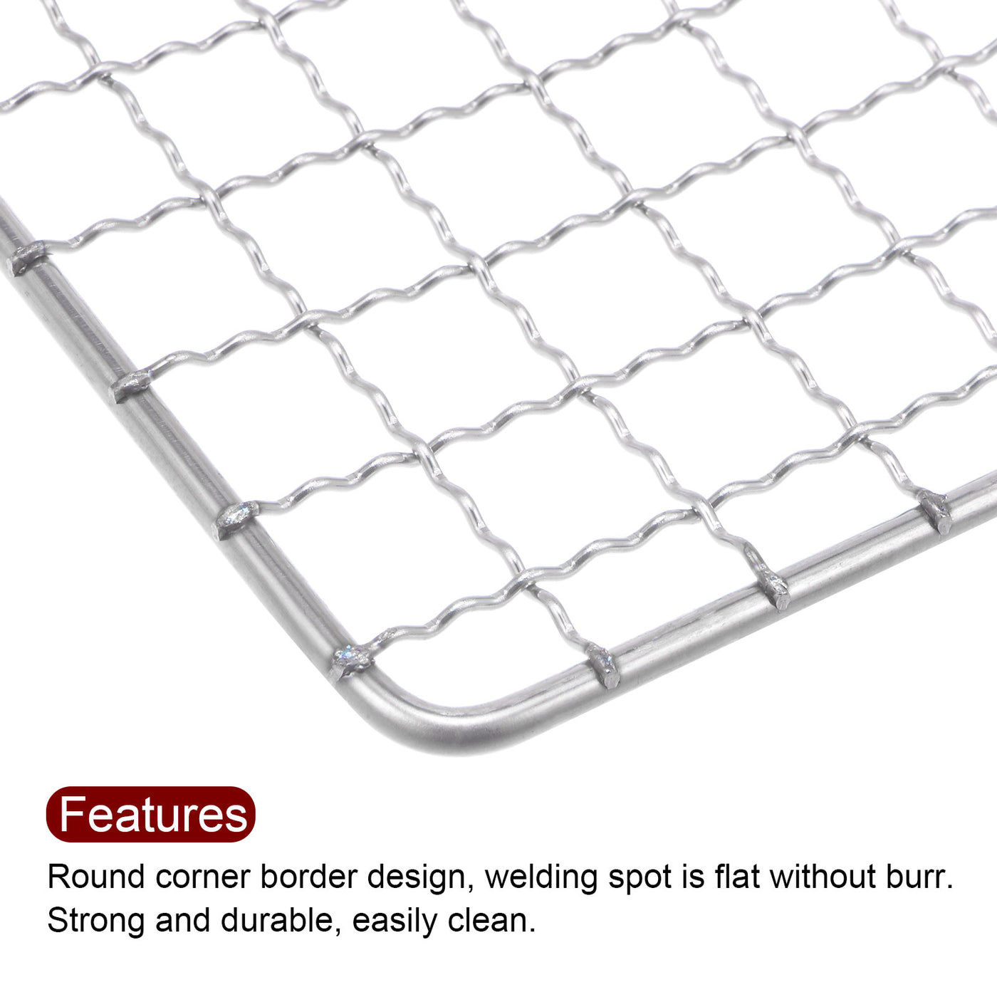 Harfington 2pcs Square BBQ Grill Net 19x50cm Stainless Steel Barbecue Mesh for Baking