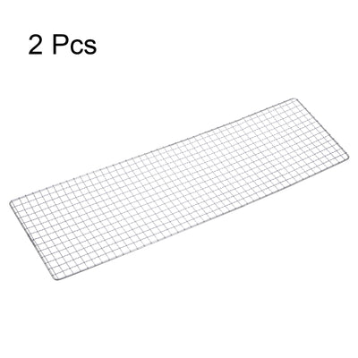 Harfington 2pcs Square BBQ Grill Net 19x62cm Stainless Steel Barbecue Mesh Mat