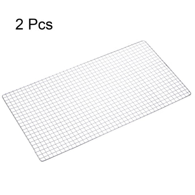 Harfington 2pcs Square BBQ Grill Net 29.5x60cm Stainless Steel Barbecue Mesh for Baking
