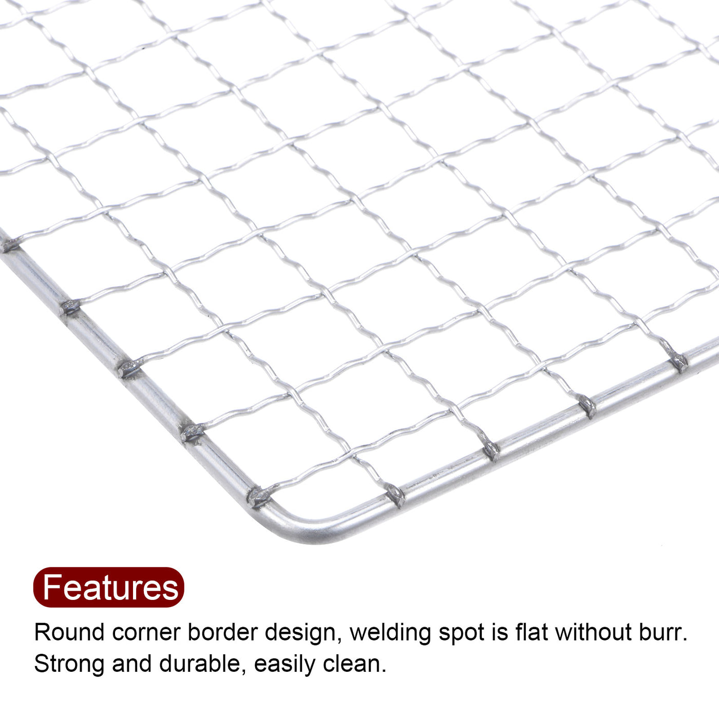Harfington 2pcs Square BBQ Grill Net 29.5x44cm Electroplated Stainless Steel Barbecue Net