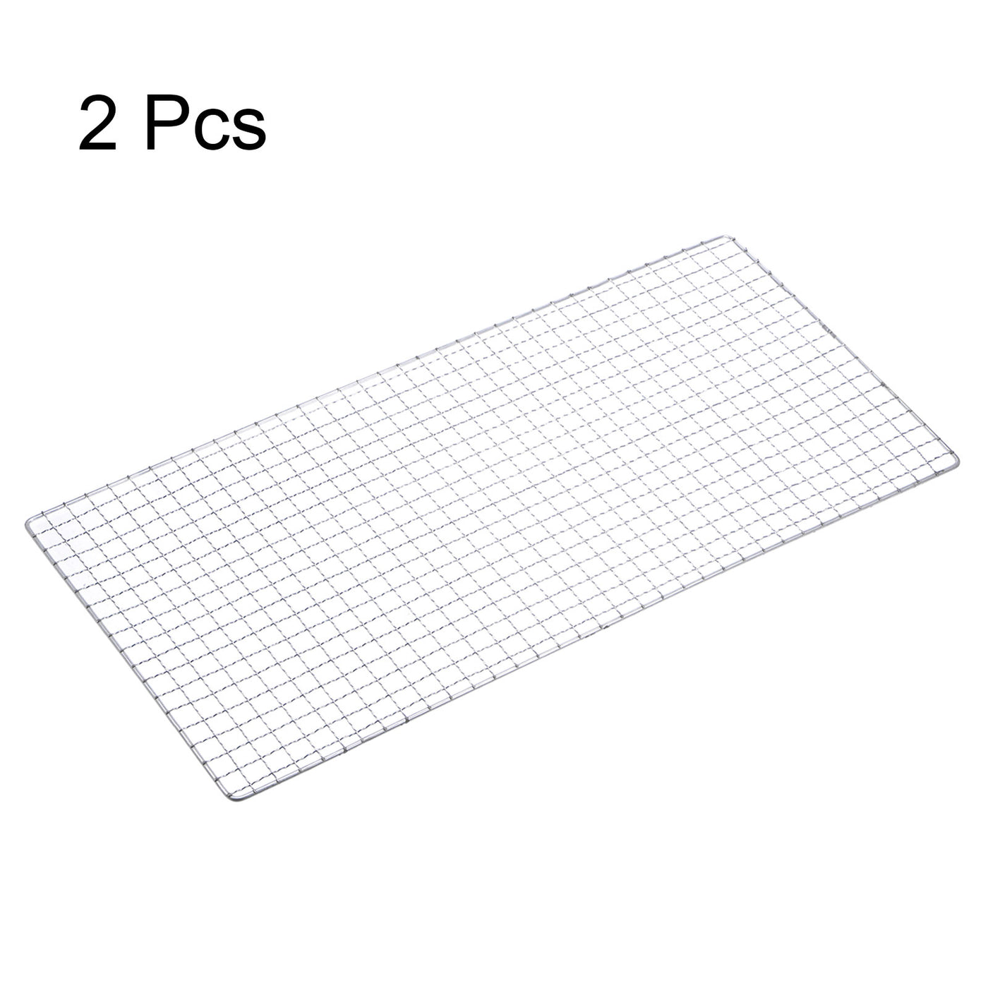 Harfington 2pcs Square BBQ Grill Net 29.5x50cm Electroplated Stainless Steel Barbecue Mesh