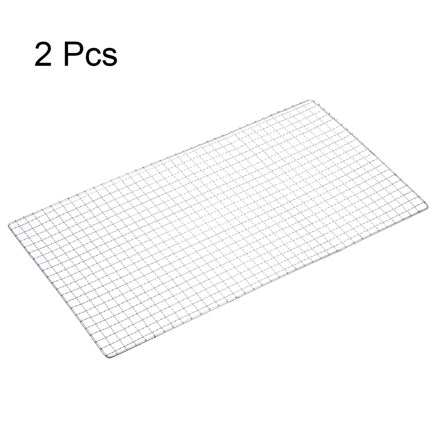 Harfington 2pcs Square BBQ Grill Net 29.5x60cm Electroplated Stainless Steel Barbecue Net