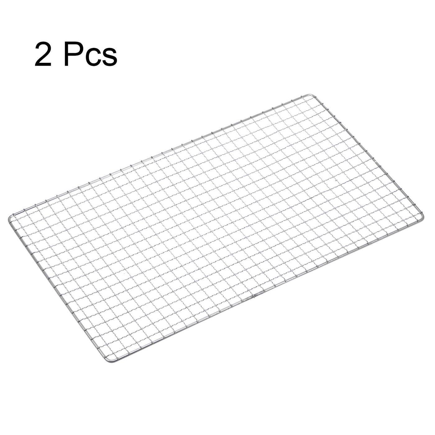 Harfington 2pcs Square BBQ Grill Net 15.4"x9.4" Stainless Steel Barbecue Mesh Mat
