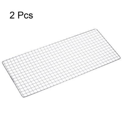 Harfington 2pcs Square BBQ Grill Net 20x46cm Stainless Steel Barbecue Mesh for Baking