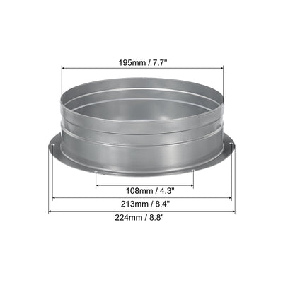 Harfington 8 Inch Duct Connector Flange, Metal Straight Pipe Exhaust Hose Flange for Heating Cooling Ventilation HVAC System