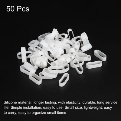 Harfington Silicone Rubber Bands Rings 50pcs Non-slip 1" Flat White for Books, Art, Boxes, Cord Wrapping, Bag Wraps
