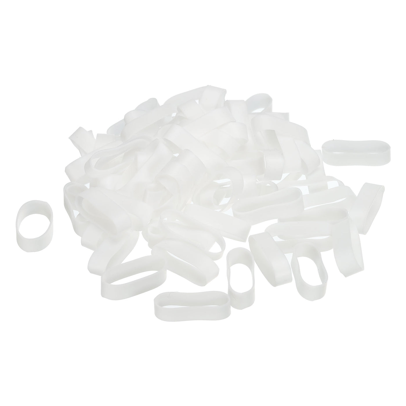 Harfington Silicone Rubber Bands Rings 50pcs Non-slip 1" Flat White for Books, Art, Boxes, Cord Wrapping, Bag Wraps