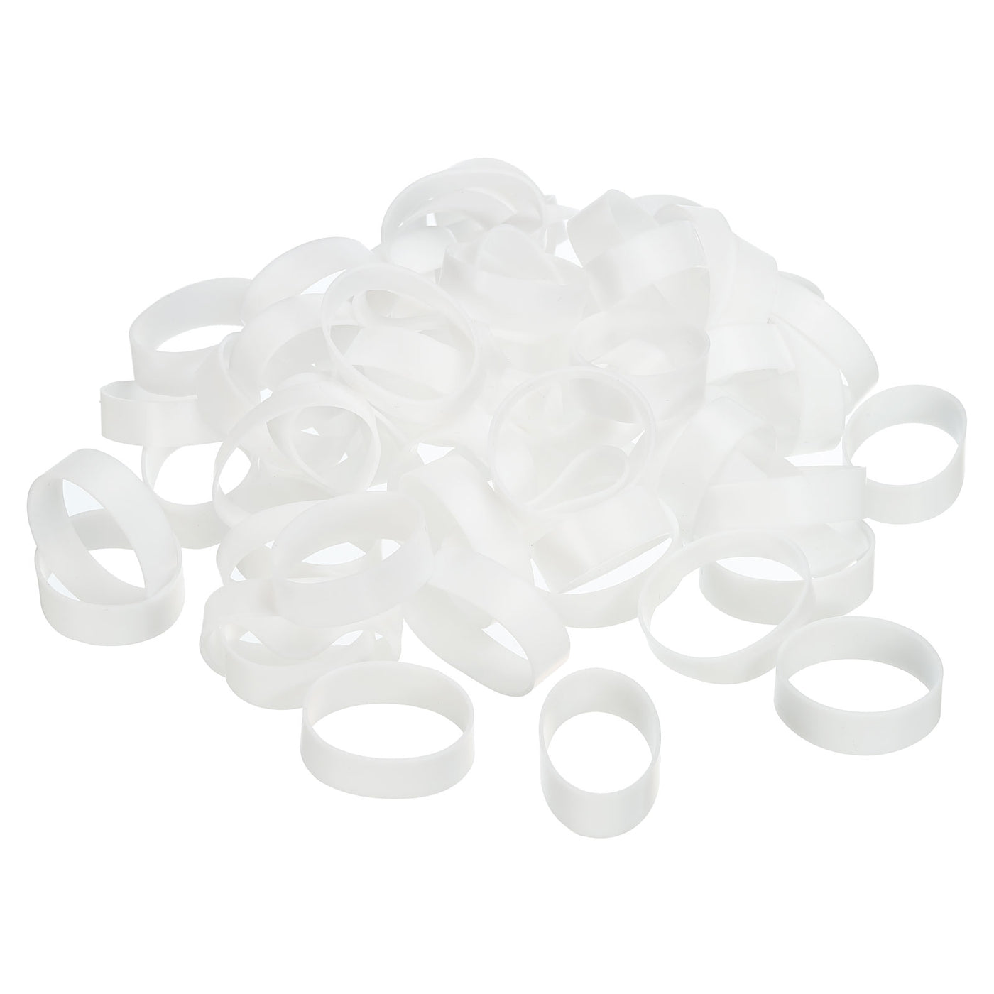 Harfington Silicone Rubber Bands Rings 100pcs Non-slip 1 1/4" Flat White for Books, Art, Boxes, Cord Wrapping, Bag Wraps