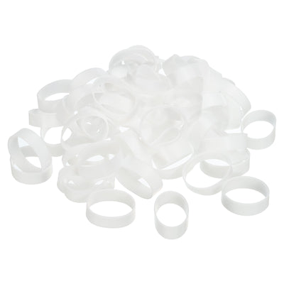 Harfington Silicone Rubber Bands Rings 200pcs Non-slip 1 1/4" Flat White for Books, Art, Boxes, Cord Wrapping, Bag Wraps