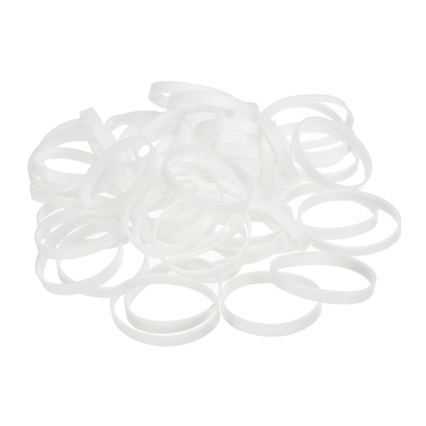 Harfington Silicone Rubber Bands Rings 100pcs Non-slip 2.2" Flat White for Books, Art, Boxes, Cord Wrapping, Bag Wraps