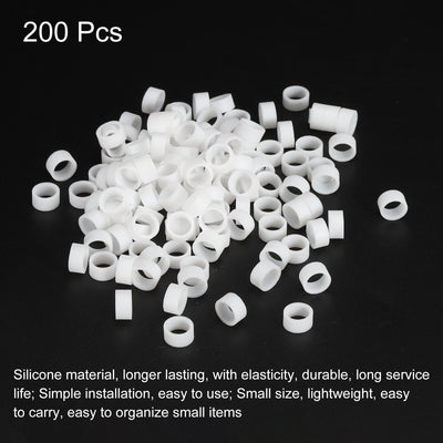 Harfington Silicone Rubber Bands Rings 200pcs Non-slip 3/8" Flat White for Books, Art, Boxes, Cord Wrapping, Bag Wraps