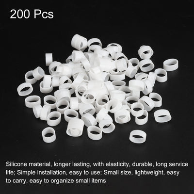 Harfington Silicone Rubber Bands Rings 200pcs Non-slip 1/2" Flat White for Books, Art, Boxes, Cord Wrapping, Bag Wraps