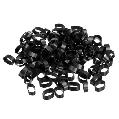 Harfington Silicone Rubber Bands Rings 200pcs Non-slip 5/8" Flat Black for Books, Art, Boxes, Cord Wrapping, Bag Wraps