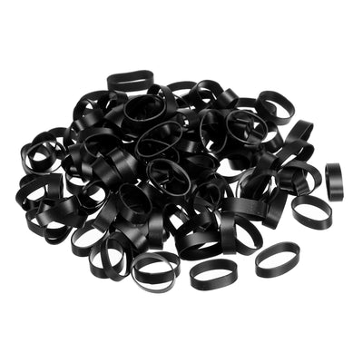 Harfington Silicone Rubber Bands Rings 50pcs Non-slip 3/4" Flat Black for Books, Art, Boxes, Cord Wrapping, Bag Wraps