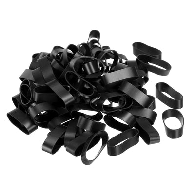 Harfington Silicone Rubber Bands Rings 200pcs Non-slip 0.9" Flat Black for Books, Art, Boxes, Cord Wrapping, Bag Wraps