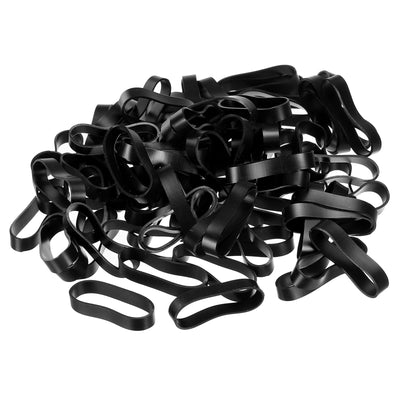 Harfington Silicone Rubber Bands Rings 200pcs Non-slip 1 1/4" Flat 5/16" Width Black for Books, Art, Boxes, Cord Wrapping, Bag Wraps