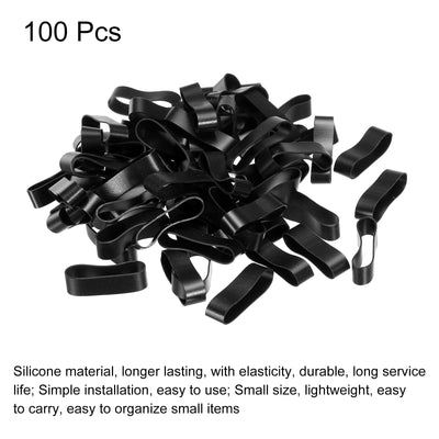 Harfington Silicone Rubber Bands Rings 100pcs Non-slip 1.5" Flat Black for Books, Art, Boxes, Cord Wrapping, Bag Wraps