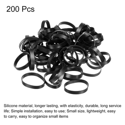 Harfington Silicone Rubber Bands Rings 200pcs Non-slip 1 7/8" Flat Black for Books, Art, Boxes, Cord Wrapping, Bag Wraps