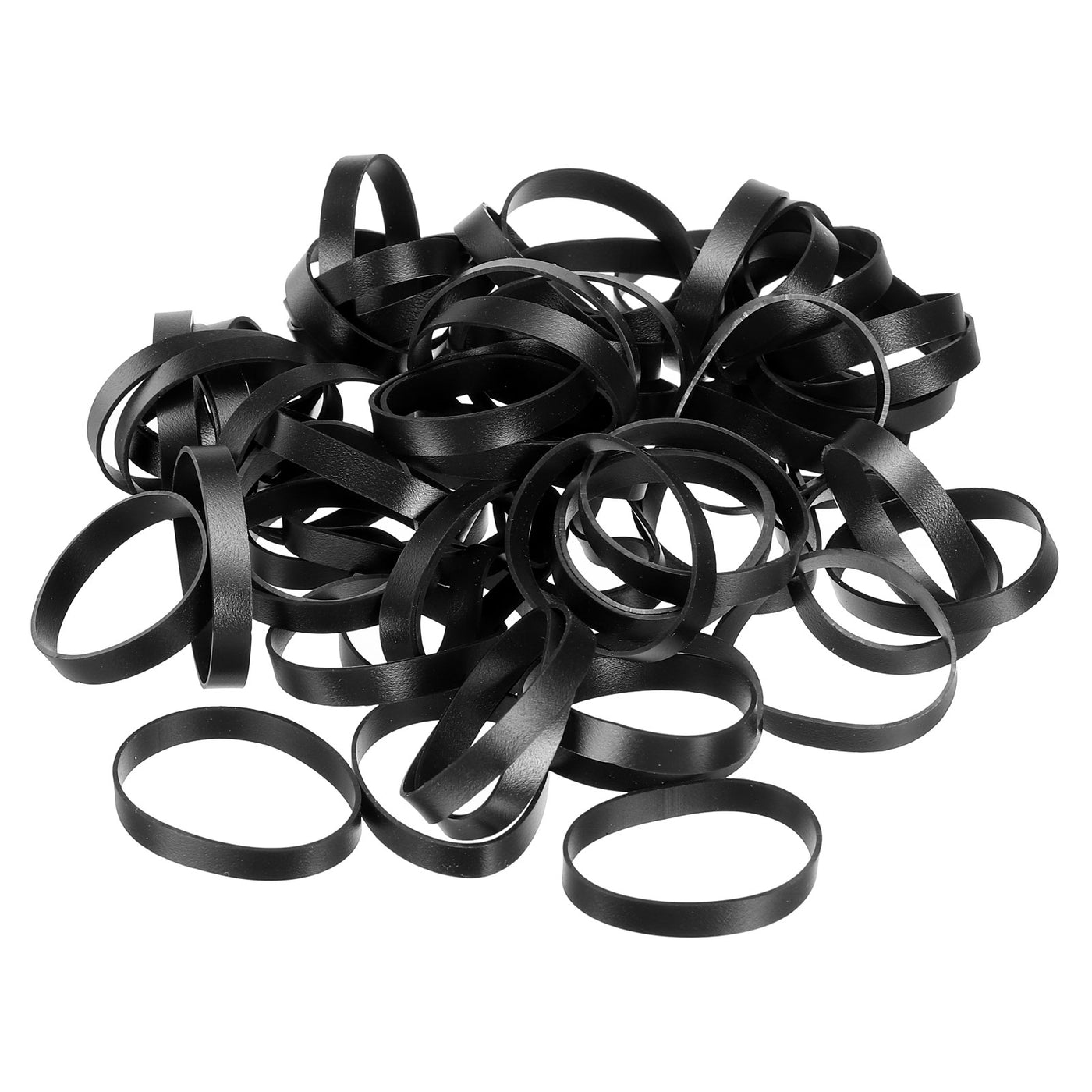 Harfington Silicone Rubber Bands Rings 200pcs Non-slip 1 7/8" Flat Black for Books, Art, Boxes, Cord Wrapping, Bag Wraps