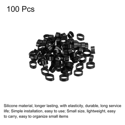 Harfington Silicone Rubber Bands Rings 100pcs Non-slip 1/2" Flat Black for Books, Art, Boxes, Cord Wrapping, Bag Wraps