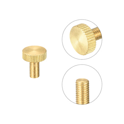 Harfington Uxcell Knurled Thumb Screws, M5x10mm Flat Brass Bolts Grip Knobs Fasteners for PC, Electronic, Mechanical 5Pcs