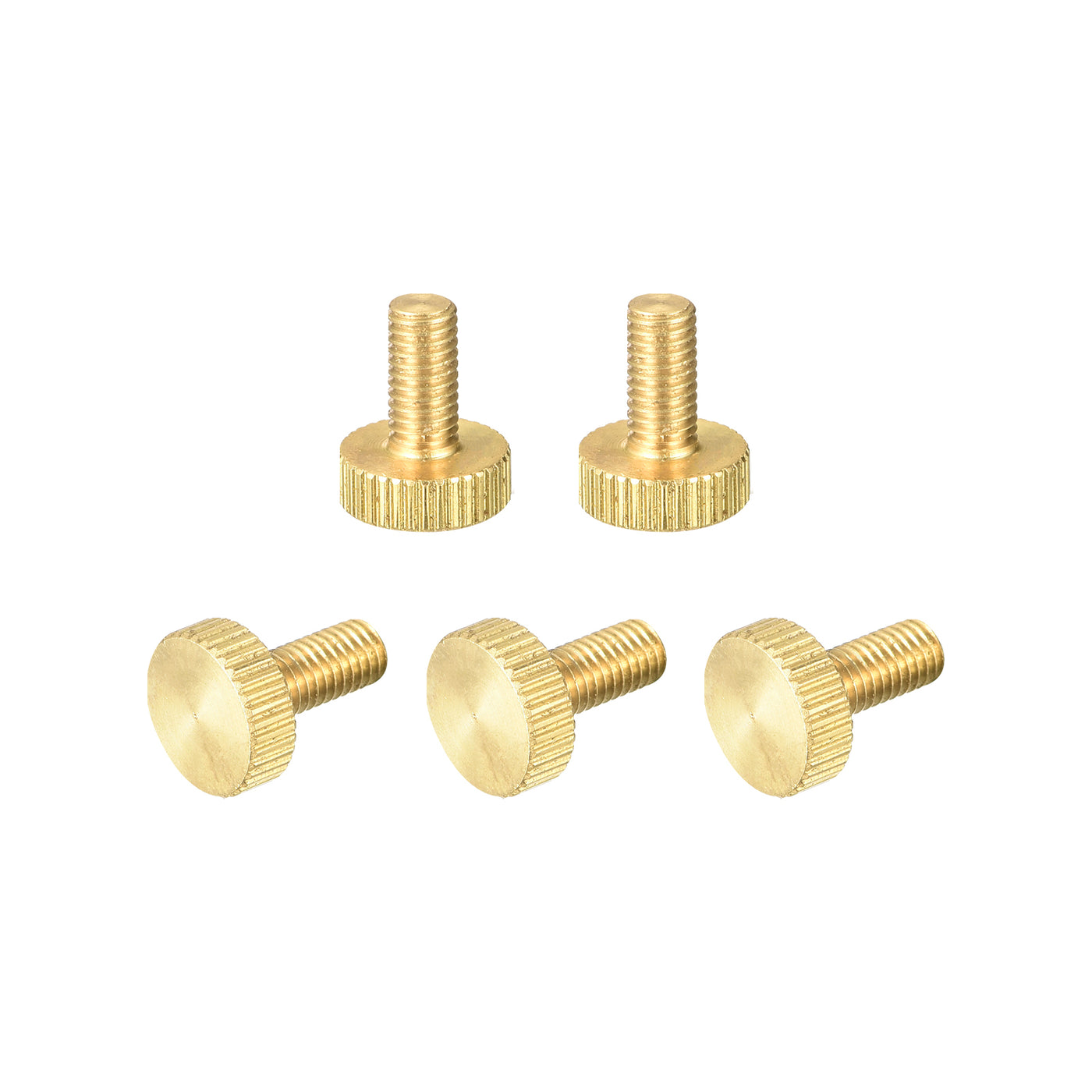uxcell Uxcell Knurled Thumb Screws, M5x10mm Flat Brass Bolts Grip Knobs Fasteners for PC, Electronic, Mechanical 5Pcs