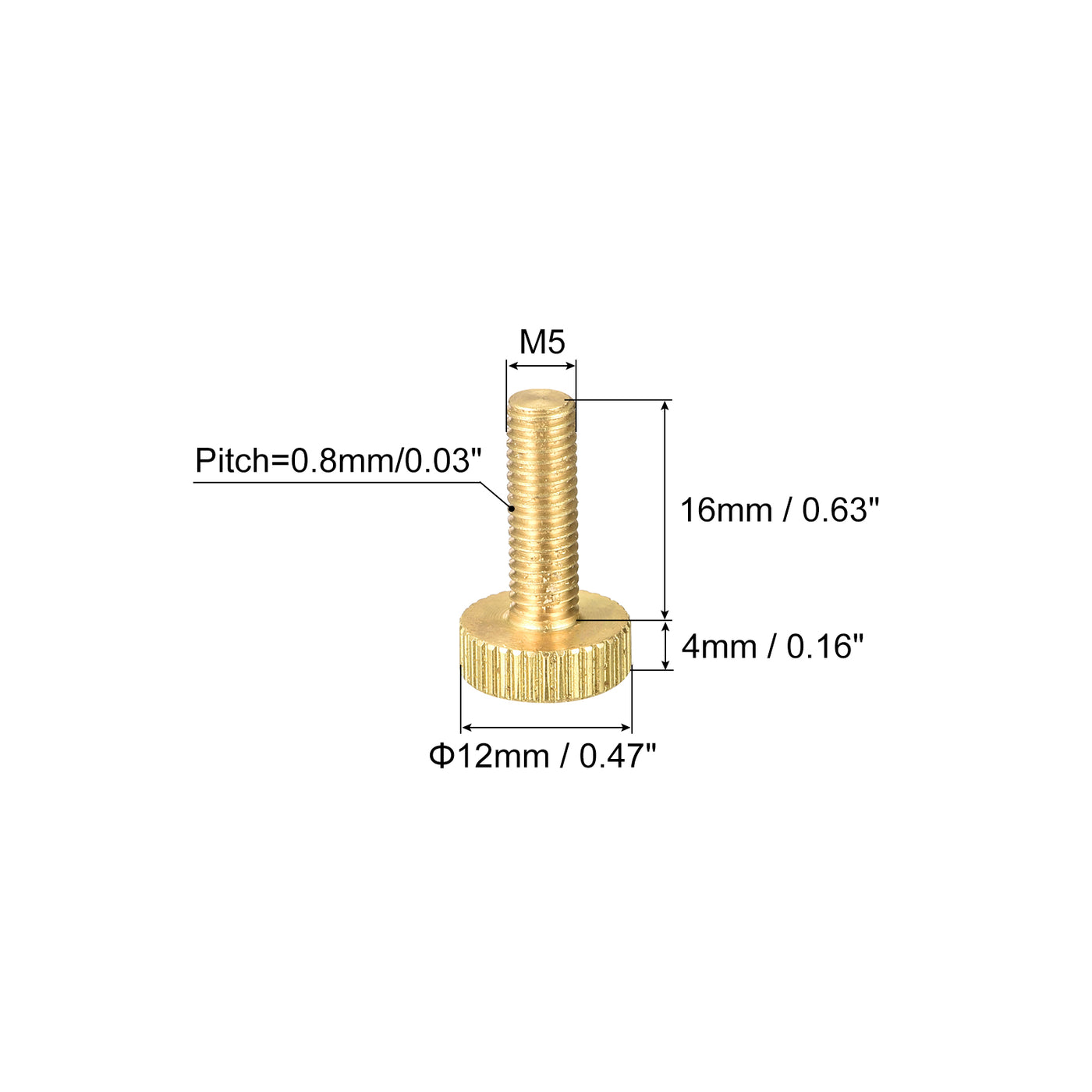 uxcell Uxcell Knurled Thumb Screws, M5x16mm Flat Brass Bolts Grip Knobs Fasteners for PC, Electronic, Mechanical 5Pcs
