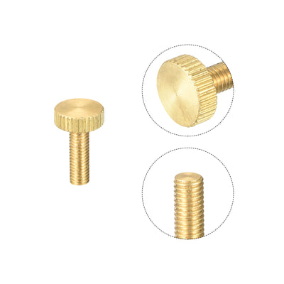 Harfington Uxcell Knurled Thumb Screws, M5x16mm Flat Brass Bolts Grip Knobs Fasteners for PC, Electronic, Mechanical 5Pcs