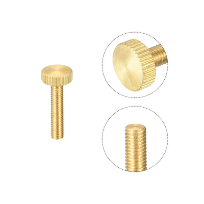Harfington Uxcell Knurled Thumb Screws, M5x25mm Flat Brass Bolts Grip Knobs Fasteners for PC, Electronic, Mechanical 10Pcs