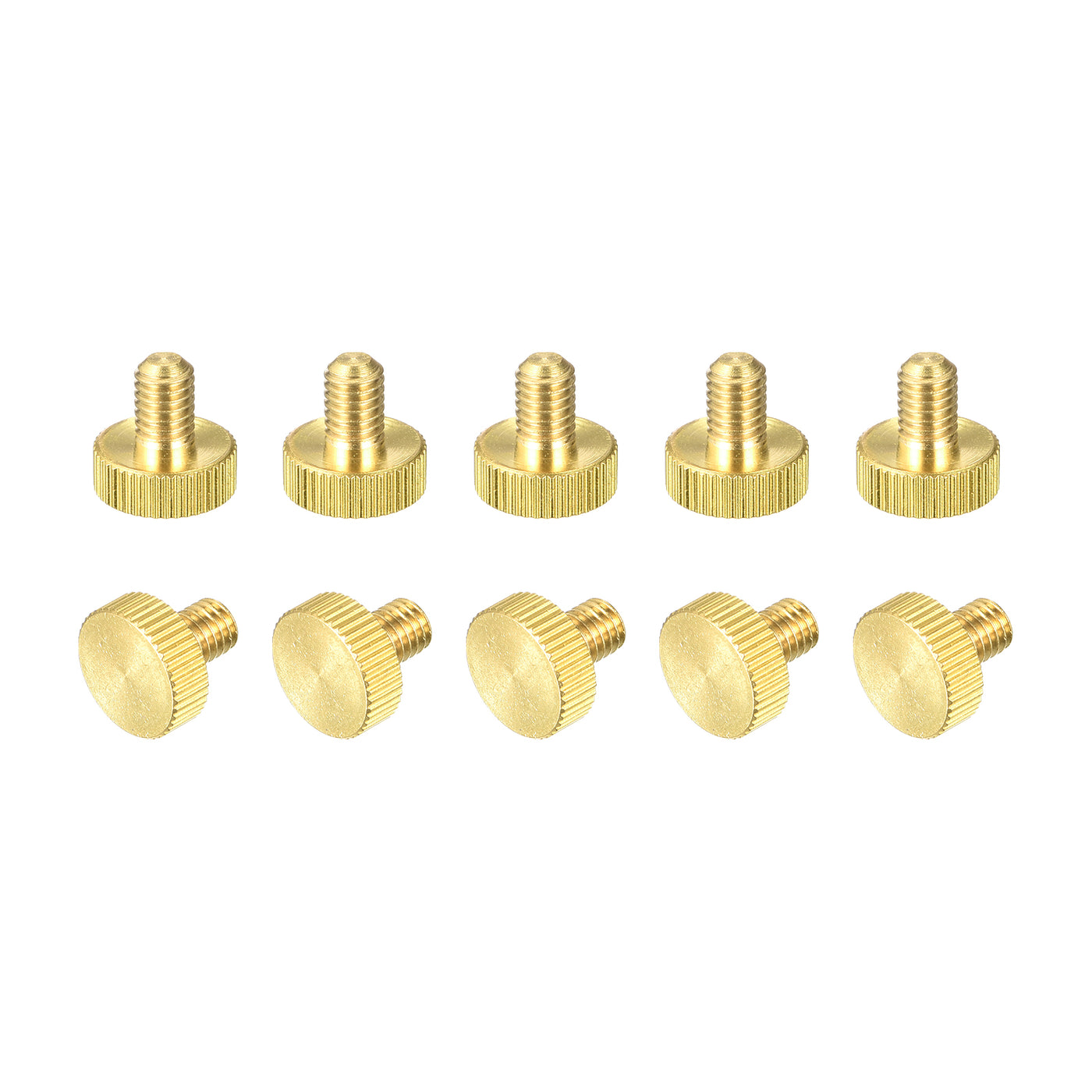 uxcell Uxcell Knurled Thumb Screws, M6x8mm Flat Brass Bolts Grip Knobs Fasteners for PC, Electronic, Mechanical 10Pcs