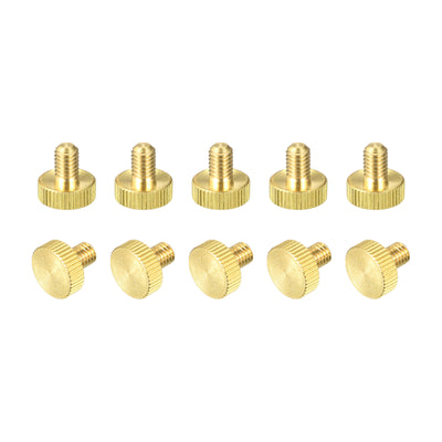 Harfington Uxcell Knurled Thumb Screws, M6x8mm Flat Brass Bolts Grip Knobs Fasteners for PC, Electronic, Mechanical 10Pcs