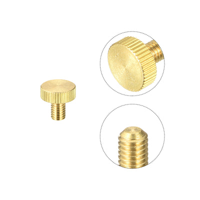 Harfington Uxcell Knurled Thumb Screws, M6x10mm Flat Brass Bolts Grip Knobs Fasteners for PC, Electronic, Mechanical 10Pcs