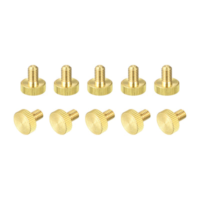 Harfington Uxcell Knurled Thumb Screws, M6x10mm Flat Brass Bolts Grip Knobs Fasteners for PC, Electronic, Mechanical 10Pcs