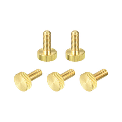 Harfington Uxcell Knurled Thumb Screws, M6x16mm Flat Brass Bolts Grip Knobs Fasteners for PC, Electronic, Mechanical 5Pcs