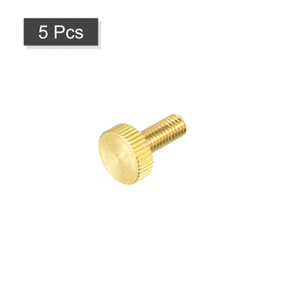 Harfington Uxcell Knurled Thumb Screws, M6x16mm Flat Brass Bolts 18mm Dia. Grip Knobs Fasteners for PC, Electronic, Mechanical 5Pcs