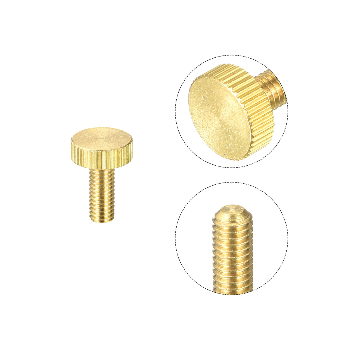 uxcell Uxcell Knurled Thumb Screws, M6x16mm Flat Brass Bolts 18mm Dia. Grip Knobs Fasteners for PC, Electronic, Mechanical 5Pcs