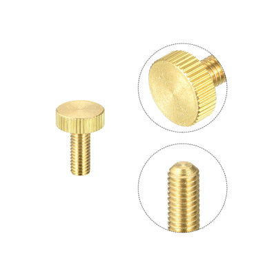Harfington Uxcell Knurled Thumb Screws, M6x16mm Flat Brass Bolts 18mm Dia. Grip Knobs Fasteners for PC, Electronic, Mechanical 10Pcs