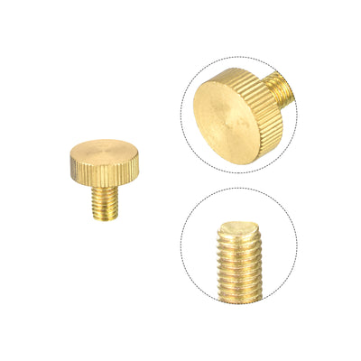 Harfington Uxcell Knurled Thumb Screws, M8x16mm Flat Brass Bolts Grip Knobs Fasteners for PC, Electronic, Mechanical 5Pcs
