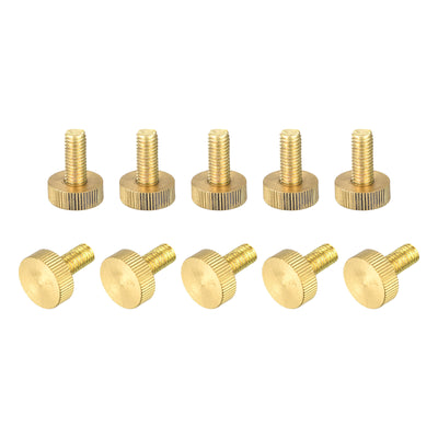 Harfington Uxcell Knurled Thumb Screws, M8x20mm Flat Brass Bolts Grip Knobs Fasteners for PC, Electronic, Mechanical 10Pcs