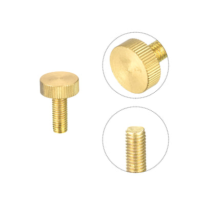 Harfington Uxcell Knurled Thumb Screws, M8x25mm Flat Brass Bolts Grip Knobs Fasteners for PC, Electronic, Mechanical 3Pcs